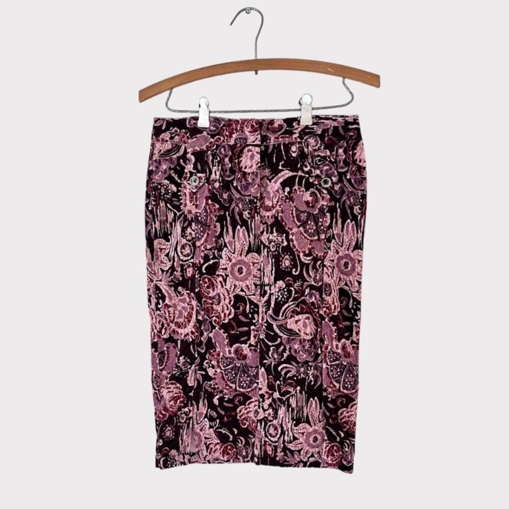 VTG Sisley Paisley Pencil Corduroy Skirt Size XS light academia preppycore